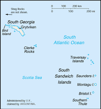 Map of South Georgia and the South Sandwich Islands